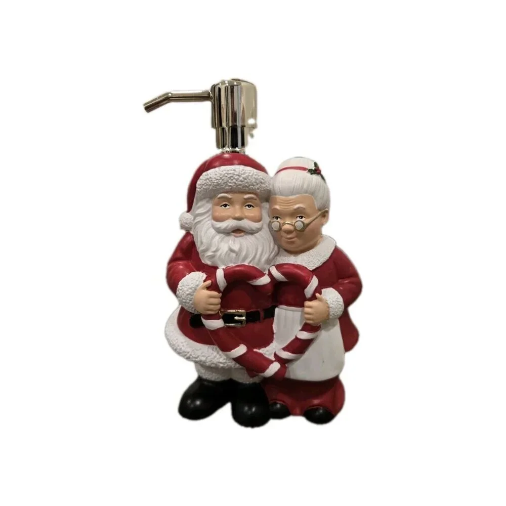 New Christmas Santa Claus W/ Mrs. Claus Holiday Soap Dispenser Decoration